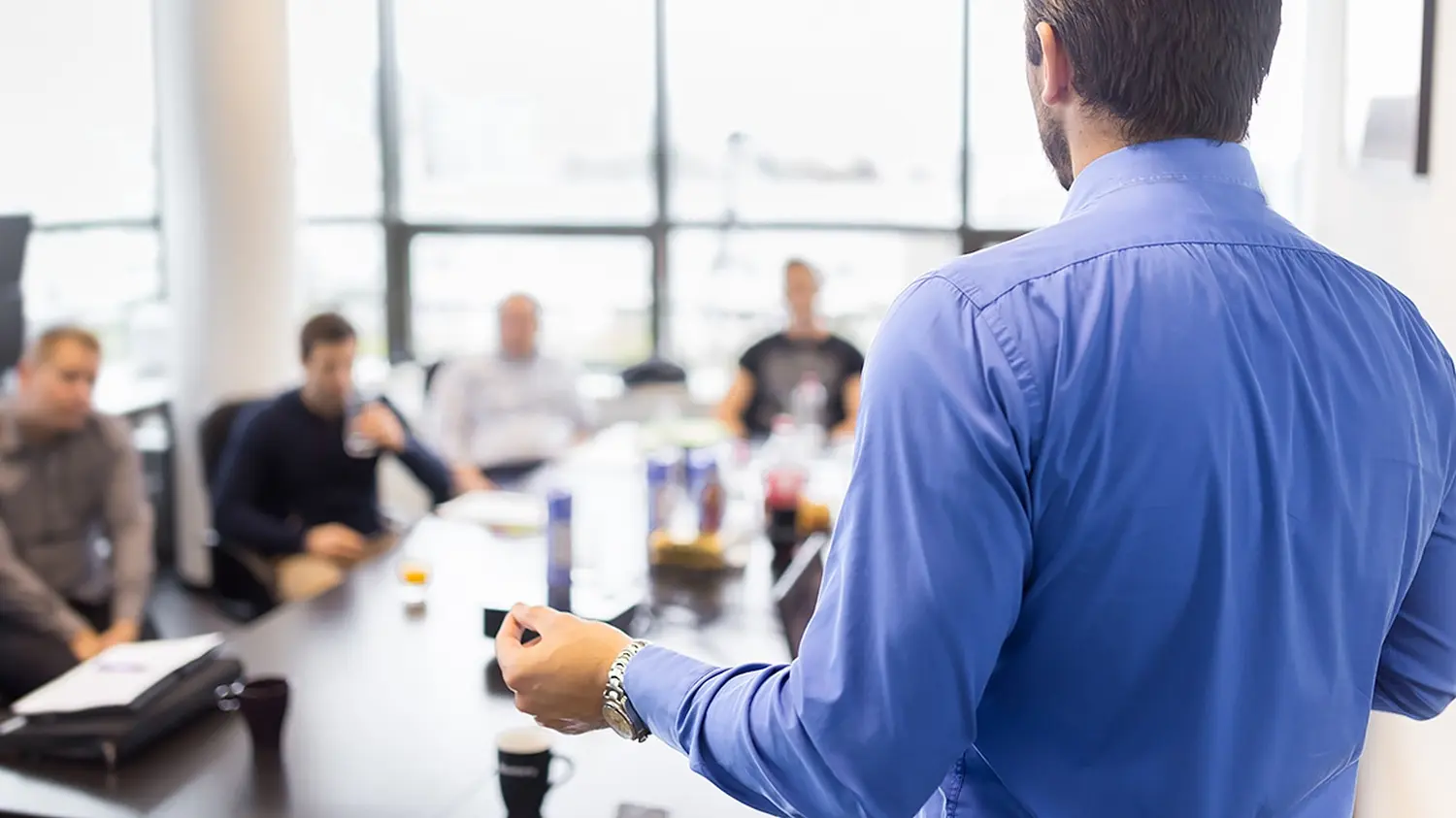 Business presentation on corporate meeting.